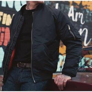 NEW SCHOTT N.Y.C. nylon flight jacket in black